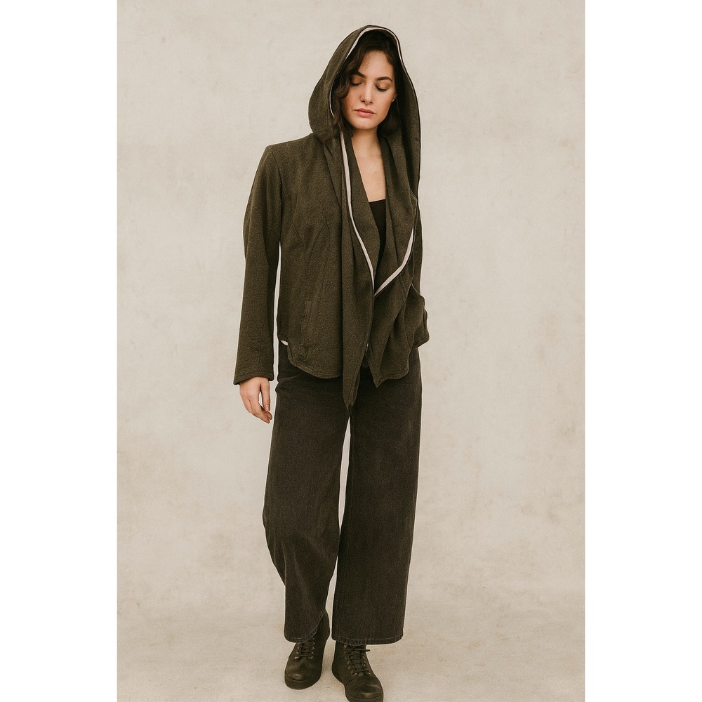 Cabi Hooded Cardigan Jacket‎ Heathered Olive Green Cotton Small